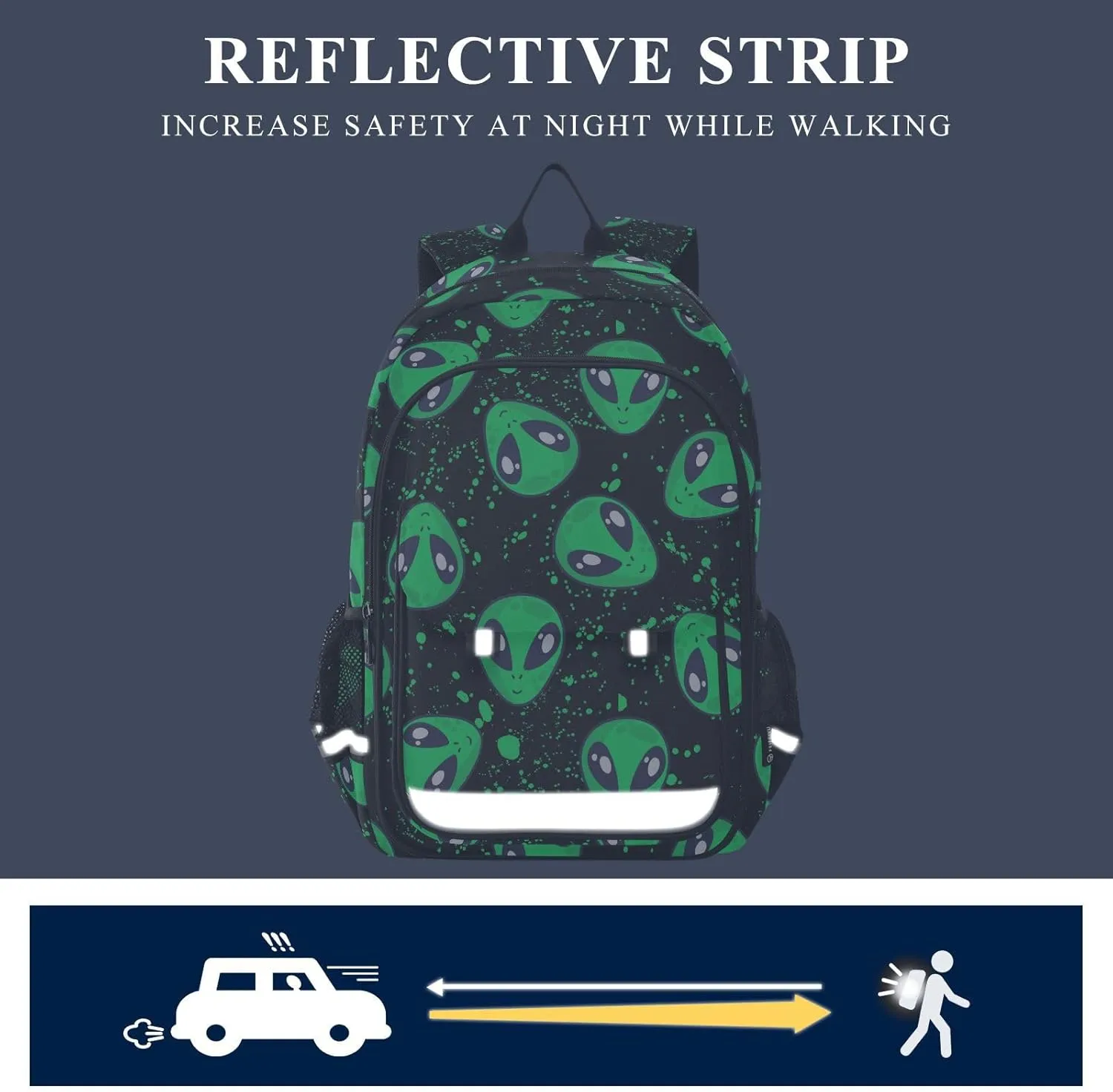 senya Backpack for Boys Girls, Alien Space Doodle Fun Backpack Students Bookbag Daypack for School Primary Teens