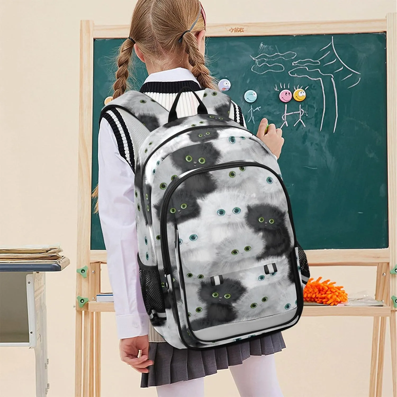 senya Backpack for Boys Girls, Persian Kitten Cat Backpack Students Bookbag Daypack for School Primary Teens