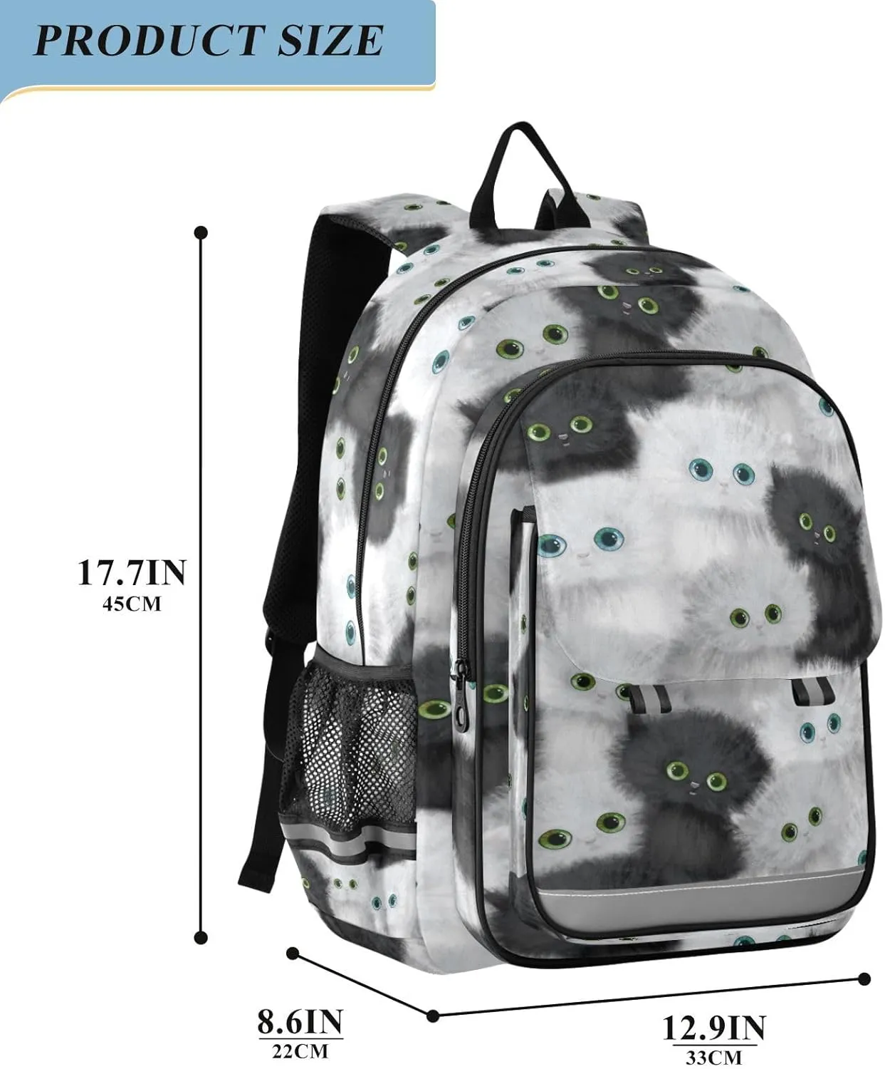 senya Backpack for Boys Girls, Persian Kitten Cat Backpack Students Bookbag Daypack for School Primary Teens