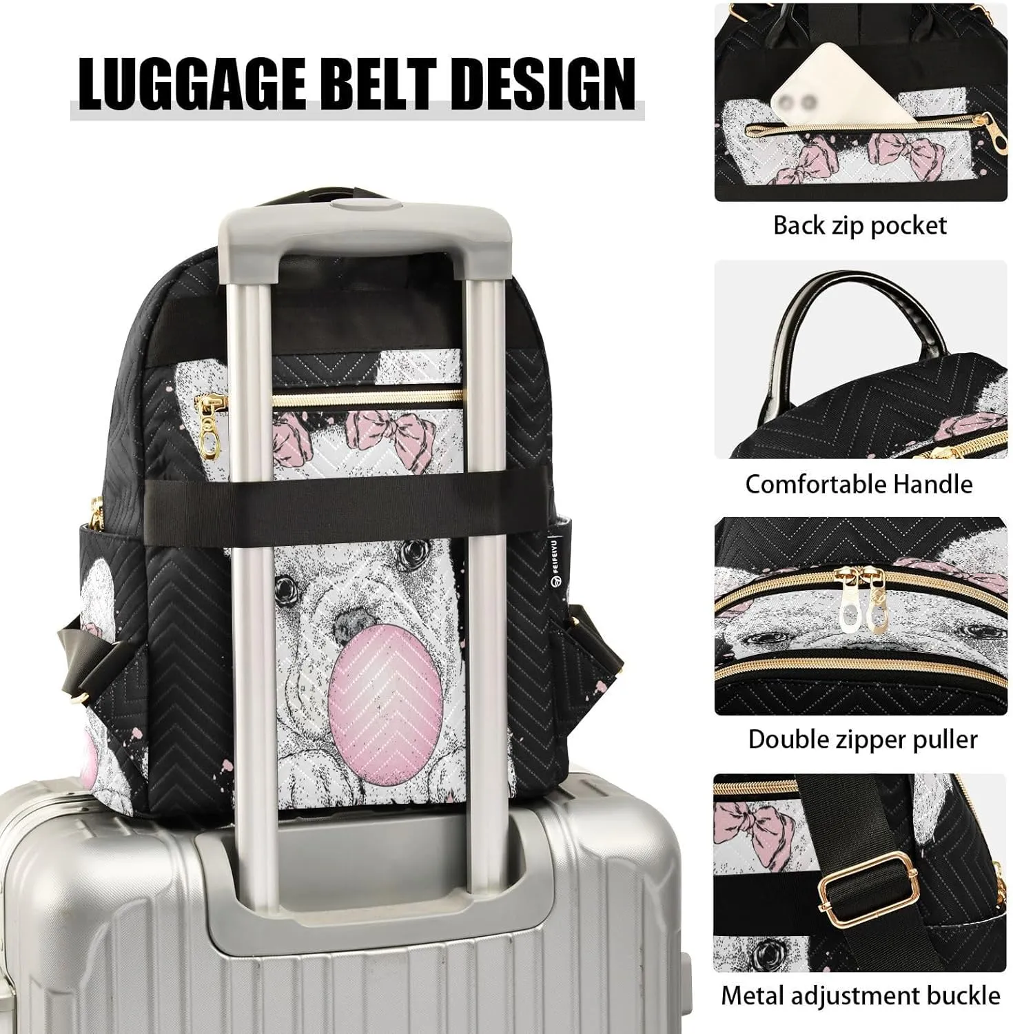 senya Custom Name Fashion Backpack Mini Backpack Purse Casual Daily Backpack Cute French Bulldog for Travel for College Work, Medium