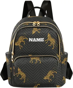 senya Custom Name Fashion Backpack Mini Backpack Purse Casual Daily Backpack Leopards for Travel for College Work