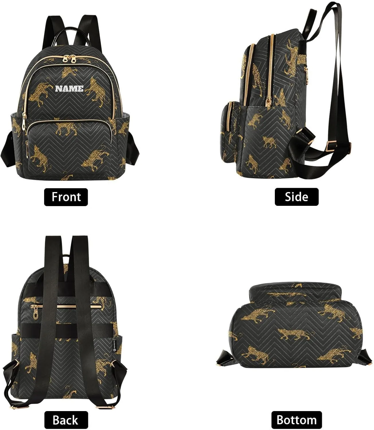 senya Custom Name Fashion Backpack Mini Backpack Purse Casual Daily Backpack Leopards for Travel for College Work