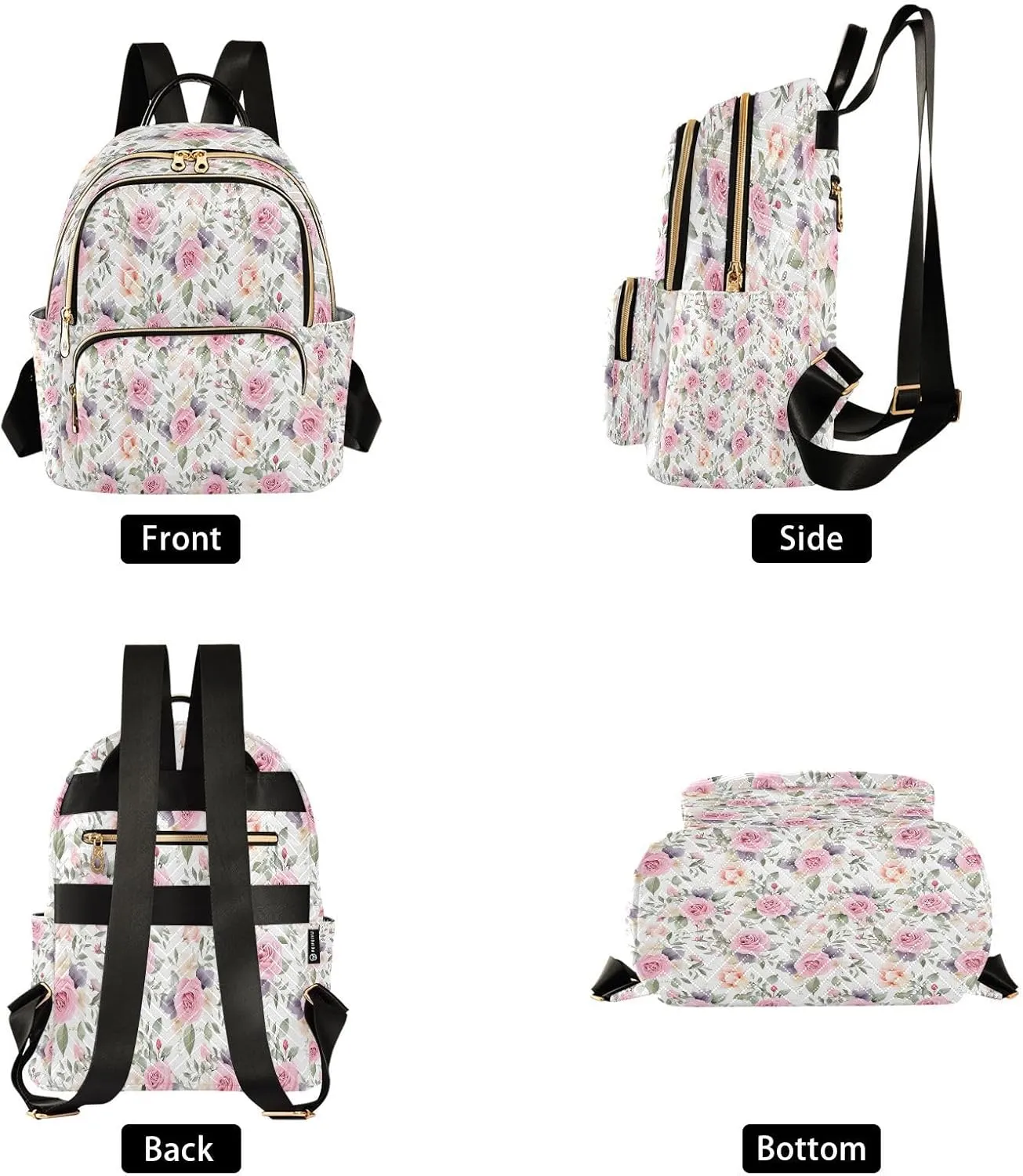 senya Fashion Backpack Mini Backpack Purse Casual Daily Backpack Purple Green Lease Rose for Travel for College Work, Small