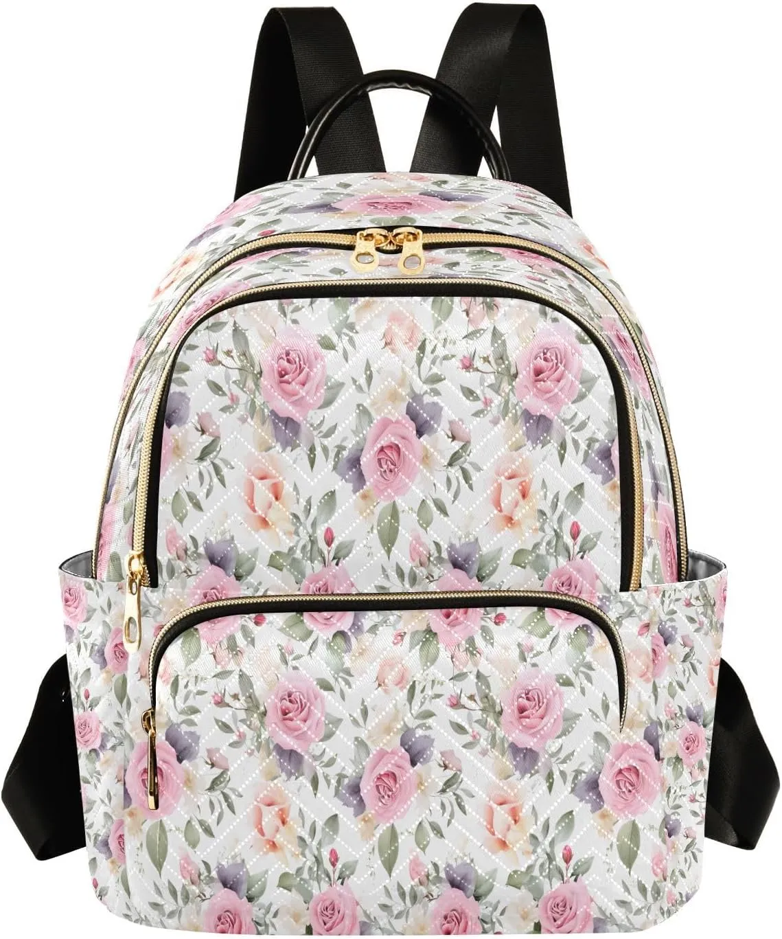 senya Fashion Backpack Mini Backpack Purse Casual Daily Backpack Purple Green Lease Rose for Travel for College Work, Small