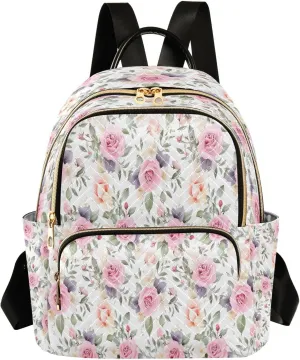 senya Fashion Backpack Mini Backpack Purse Casual Daily Backpack Purple Green Lease Rose for Travel for College Work, Small
