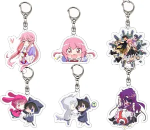 Set of 6 Anime Future Diary Acrylic Keychain Mirai Nikki Pendant Key Chain
