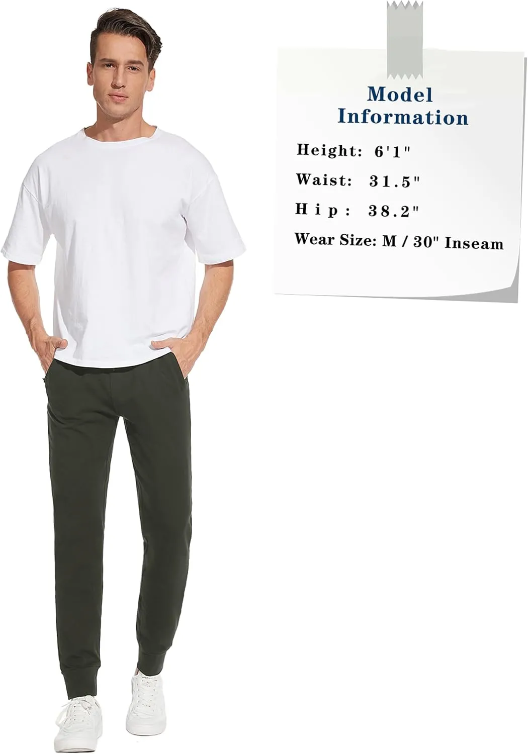 SEVEGO Men's 32"/34"/36"/38" Tall Inseam Lightweight Cotton Joggers Extra Long Sweatpants Athletic with Zipper Pockets