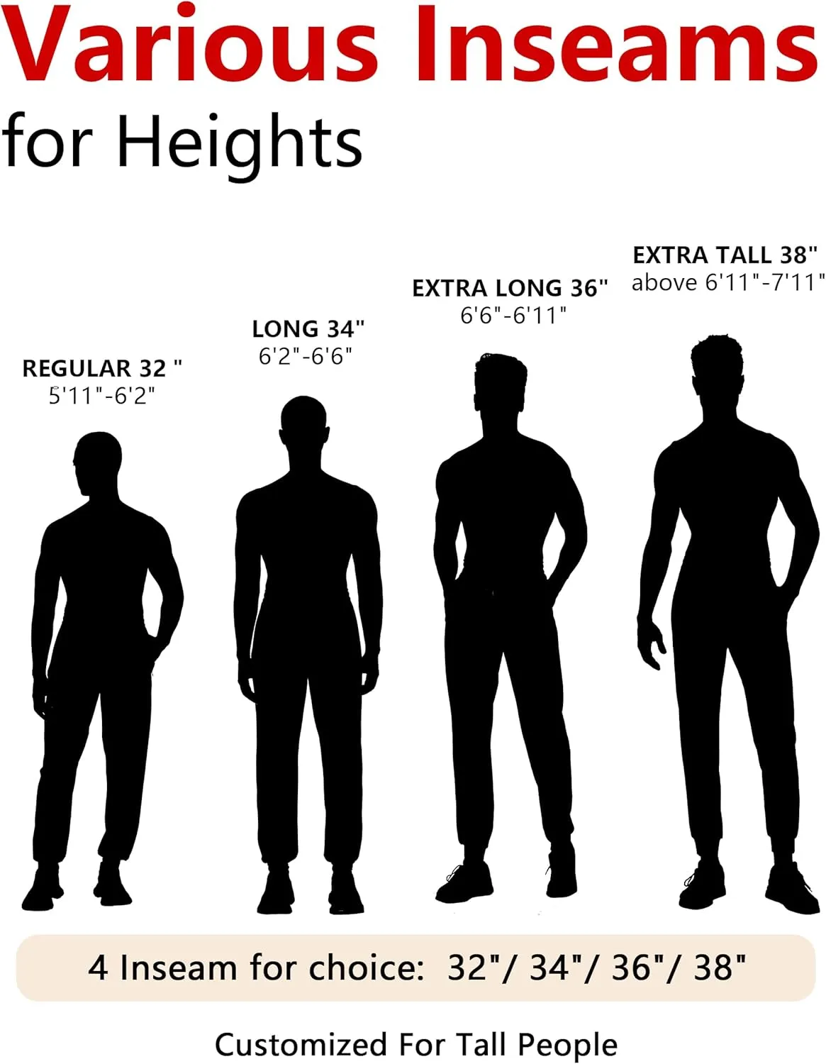 SEVEGO Men's 32"/34"/36"/38" Tall Inseam Lightweight Cotton Joggers Extra Long Sweatpants Athletic with Zipper Pockets