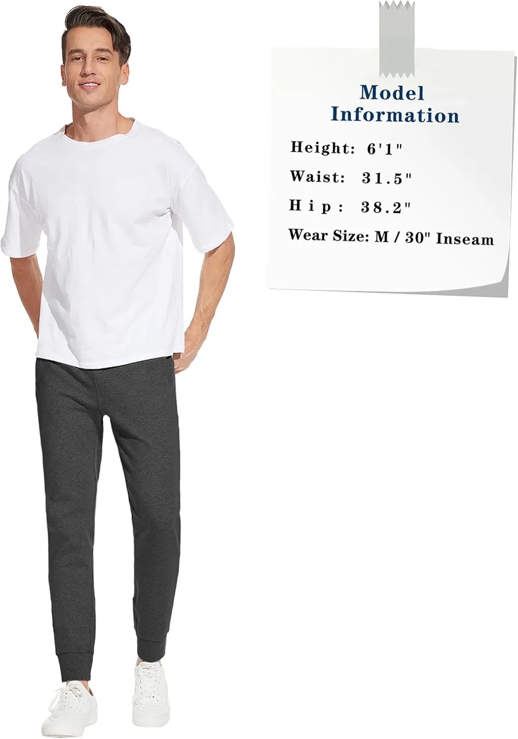 SEVEGO Men's 32"/34"/36"/38" Tall Inseam Lightweight Cotton Joggers Extra Long Sweatpants Athletic with Zipper Pockets