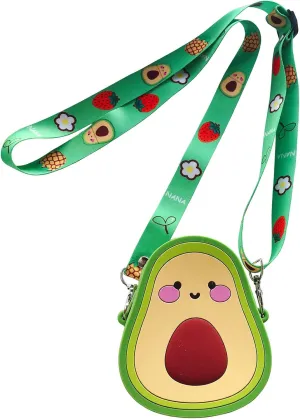 SGVAHY 3D Cartoon Avocado Silicone Coin Wallets Cute Purse Headset Bag Makeup and Hair Accessories Bag Fun Toy Silicone Key Coin Gifts Children Goodie Bag with Lanyard (Avocado)