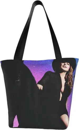 Shania Music Twain Reusable Grocery Bag for Kitchen Shopping Bags Tote Bags with Zipper for Women Portable Daily Handbag Storage Shoulder Bag for Hiking