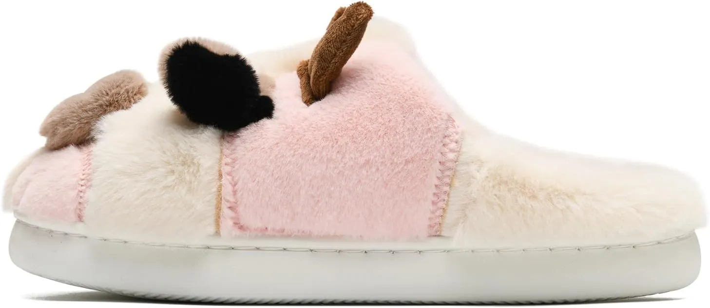 sharllen Fuzzy Cow Slippers for Kids Cute Fluffy Cow Kids House Slippers Toddler Girls Boys Animal Cartoon House Shoes for Indoor Outdoor