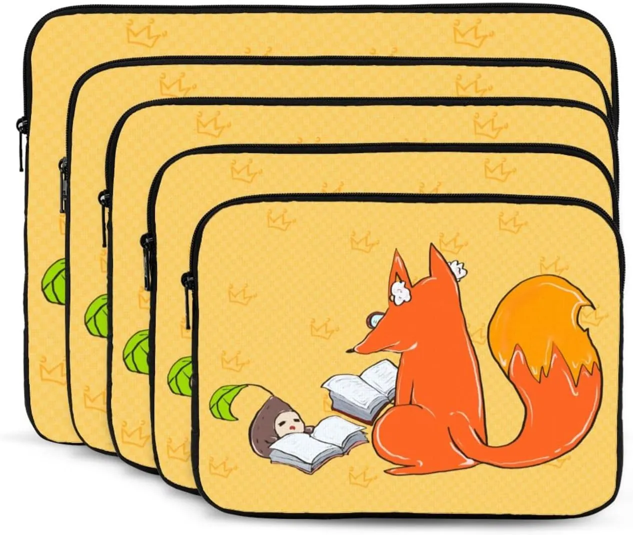 Shockproof Portable Laptop Sleeve Bag 12 inch - for Men and Women Business Travel, School, and Office Use Sunflower Seeds and Foxes Picture