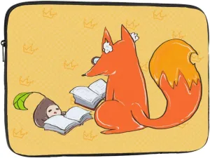 Shockproof Portable Laptop Sleeve Bag 12 inch - for Men and Women Business Travel, School, and Office Use Sunflower Seeds and Foxes Picture
