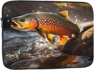 Shockproof Portable Laptop Sleeve Bag 13 inch - for Men and Women Business Travel, School, and Office Use Brook Trout Fly Fishing Picture
