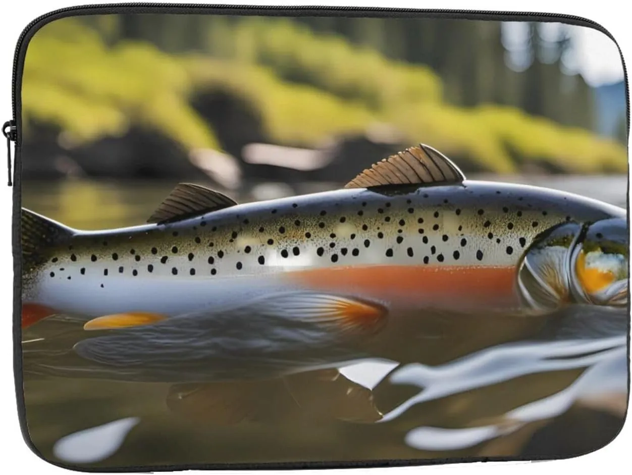 Shockproof Portable Laptop Sleeve Bag 13 inch - for Men and Women Business Travel, School, and Office Use Brook Trout Fly Fishing Picture