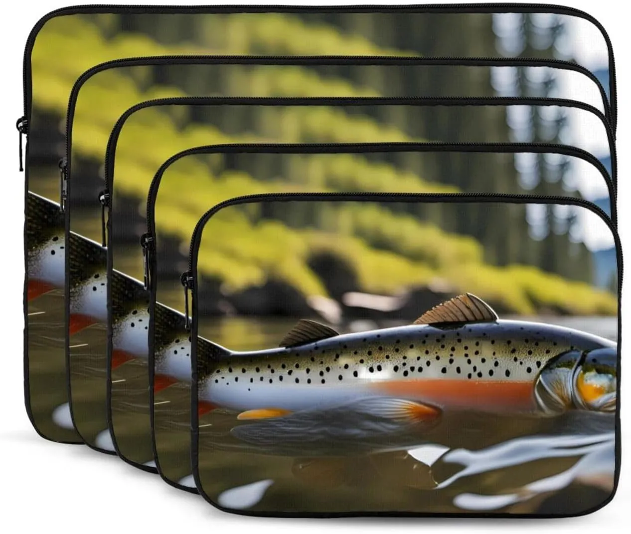 Shockproof Portable Laptop Sleeve Bag 13 inch - for Men and Women Business Travel, School, and Office Use Brook Trout Fly Fishing Picture