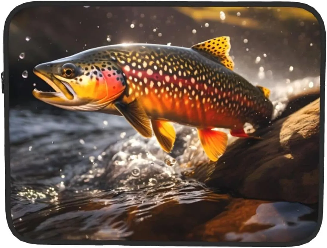 Shockproof Portable Laptop Sleeve Bag 13 inch - for Men and Women Business Travel, School, and Office Use Brook Trout Fly Fishing Picture