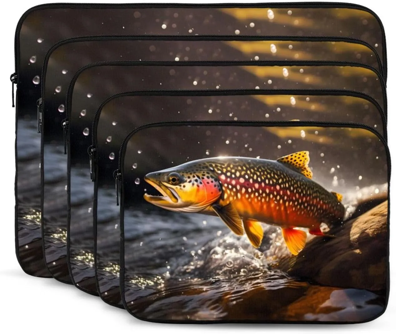 Shockproof Portable Laptop Sleeve Bag 13 inch - for Men and Women Business Travel, School, and Office Use Brook Trout Fly Fishing Picture