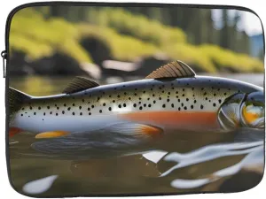 Shockproof Portable Laptop Sleeve Bag 13 inch - for Men and Women Business Travel, School, and Office Use Brook Trout Fly Fishing Picture