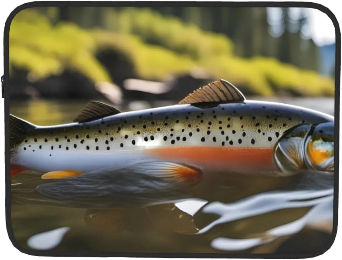 Shockproof Portable Laptop Sleeve Bag 13 inch - for Men and Women Business Travel, School, and Office Use Brook Trout Fly Fishing Picture