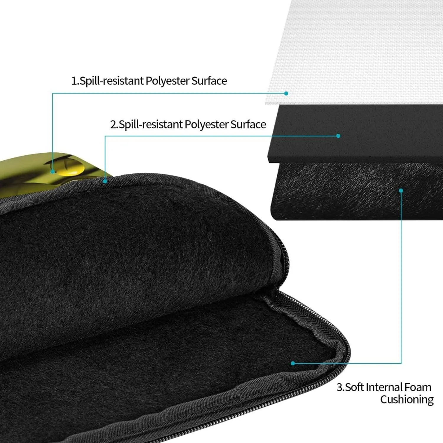 Shockproof Portable Laptop Sleeve Bag 15 inch - for Men and Women Business Travel, School, and Office Use Tennis Diagram Prints
