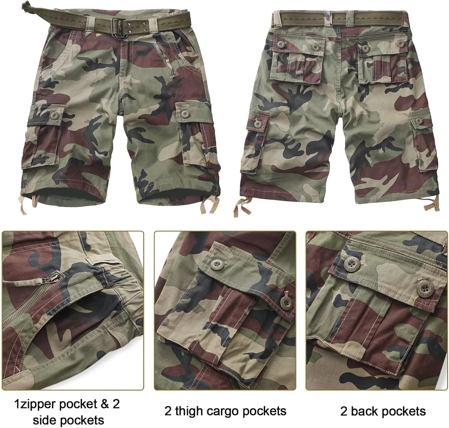 Shorts for Women Hiking Shorts Bermuda Cargo Shorts 7" Y2K Summer Camo Shorts with Pockets