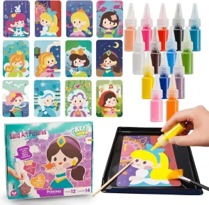 SIEOLL Princess Sand Art Kits for Kids,Crafts for Girls Ages 6-8,Boys DIY Creative Toys,Preschool Learning Activities
