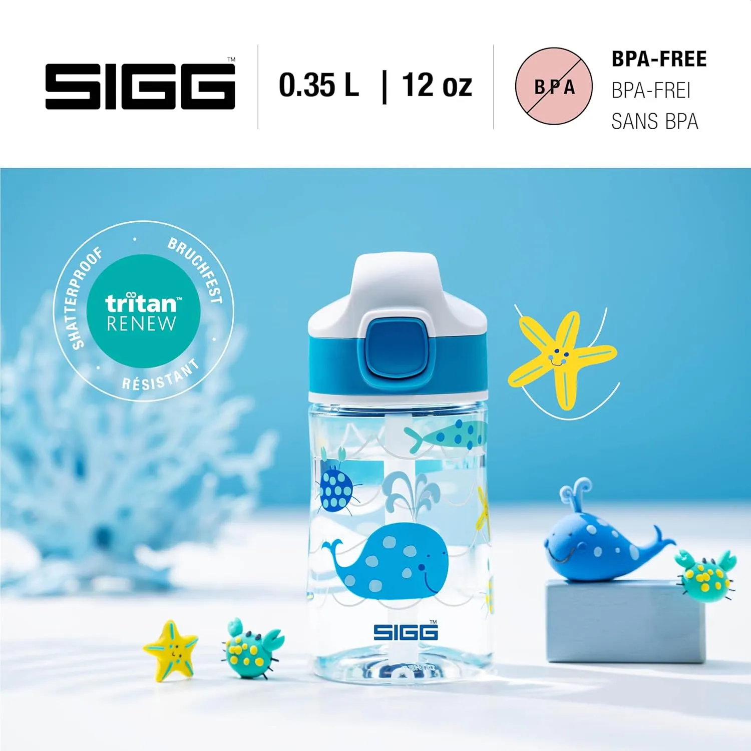 SIGG - Kids Miracle Water Bottle - Furry Friends - Lightweight Tritan with Leak-Proof Lid - One Hand Children's Drink Bottle - 12 Oz