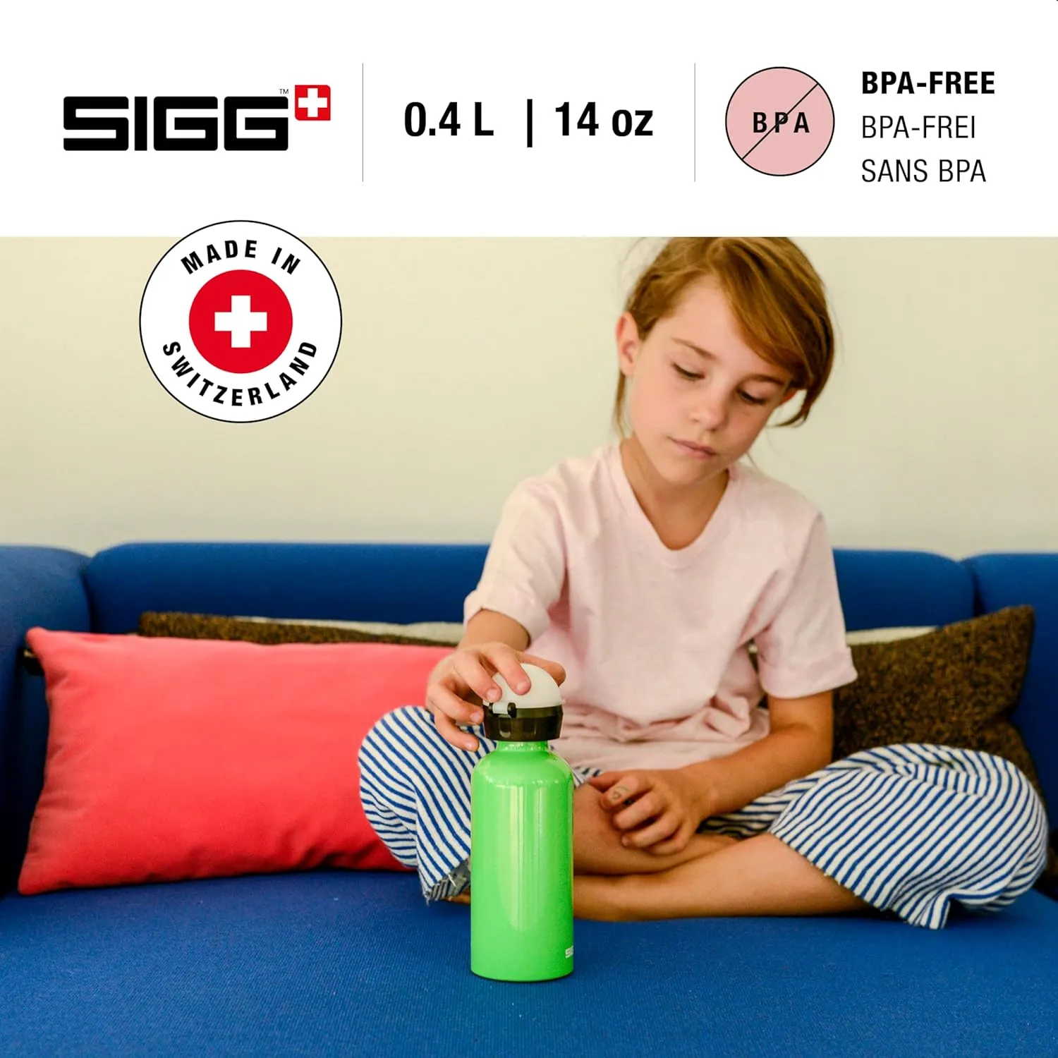 Sigg - Kids Water Bottle - KBT - Made in Switzerland - Neutral Taste - Leakproof - Lightweight - School, Sports - 14 Oz