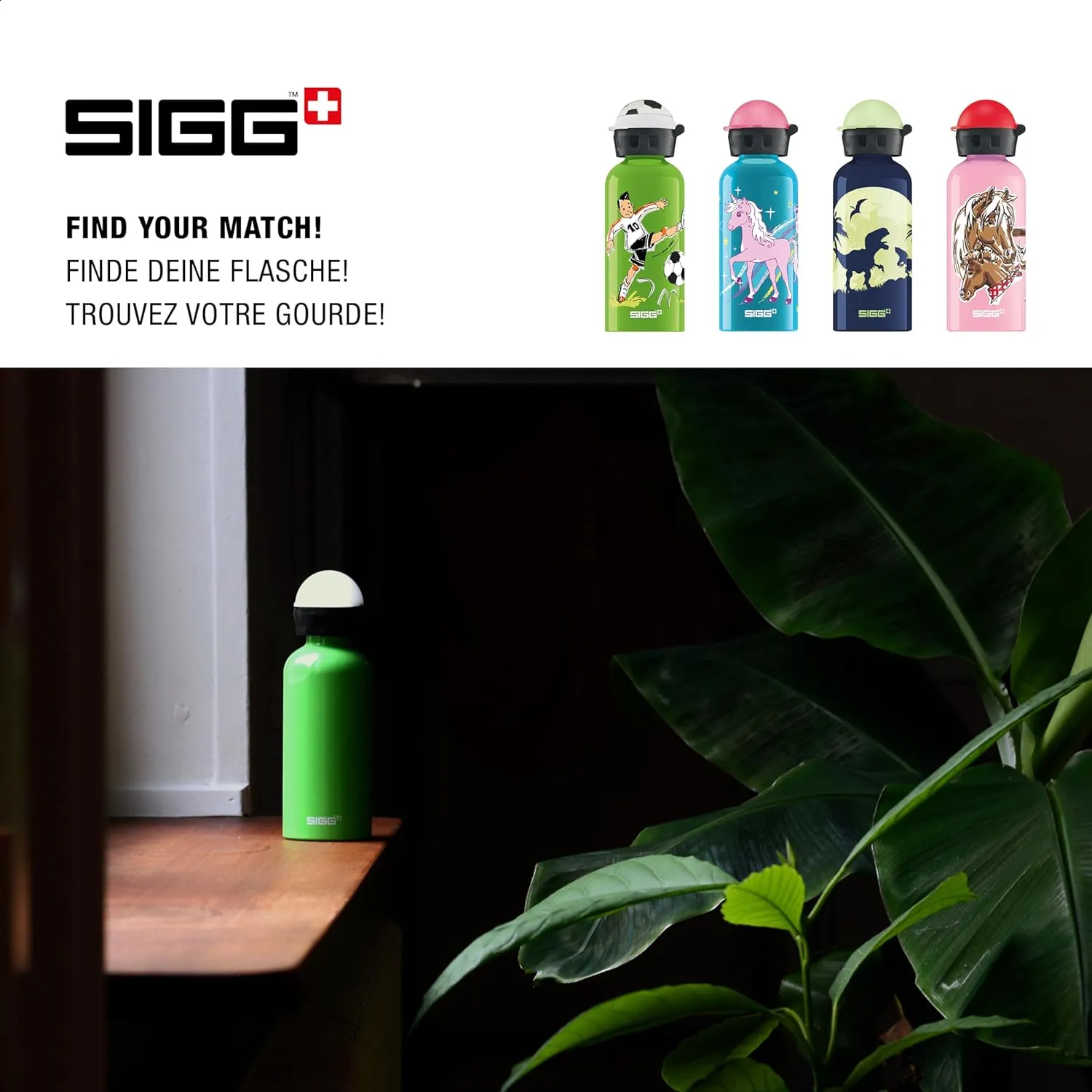 Sigg - Kids Water Bottle - KBT - Made in Switzerland - Neutral Taste - Leakproof - Lightweight - School, Sports - 14 Oz