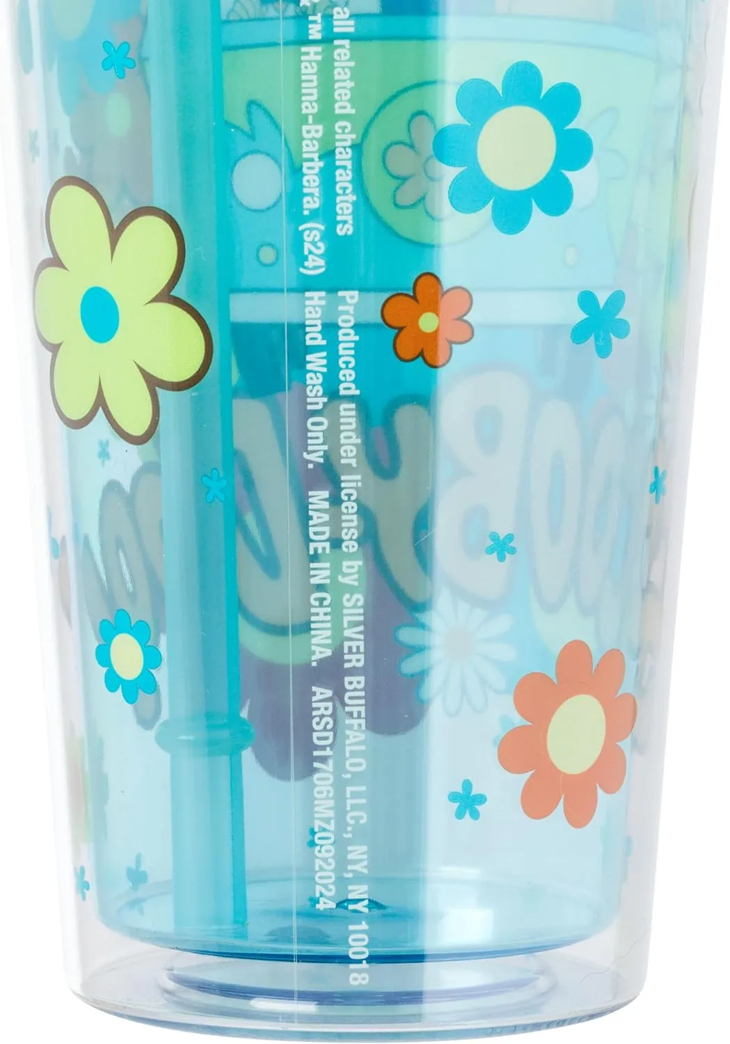 Silver Buffalo Scooby Doo Mystery Machine Featuring Shaggy, Velma, Daphne, and Fred Dome Glitter Top Travel Tumbler, 24 Ounces