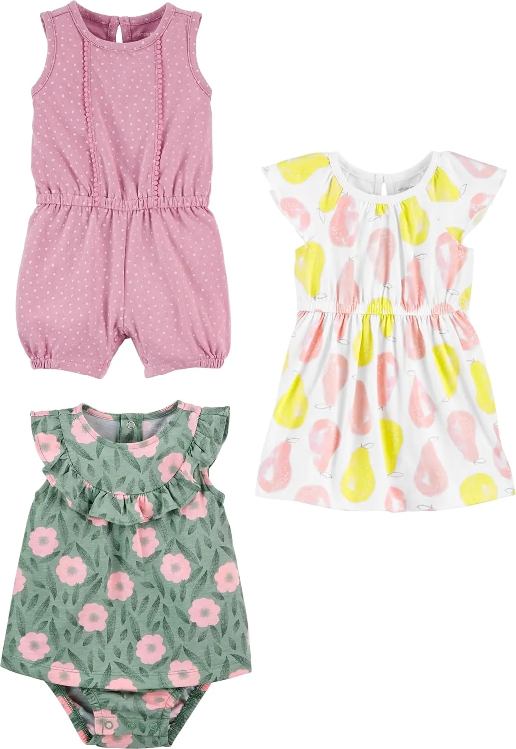 Simple Joys by Carter's baby-girls 3-pack Romper, Sunsuit and Dress