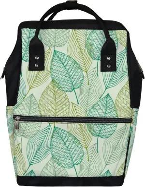 Simple Lines Of Leaves Diaper Bag Backpack Waterproof Backpack Baby Nappy Changing Bag for Travel Large Capacity Durable and Stylish for Woman