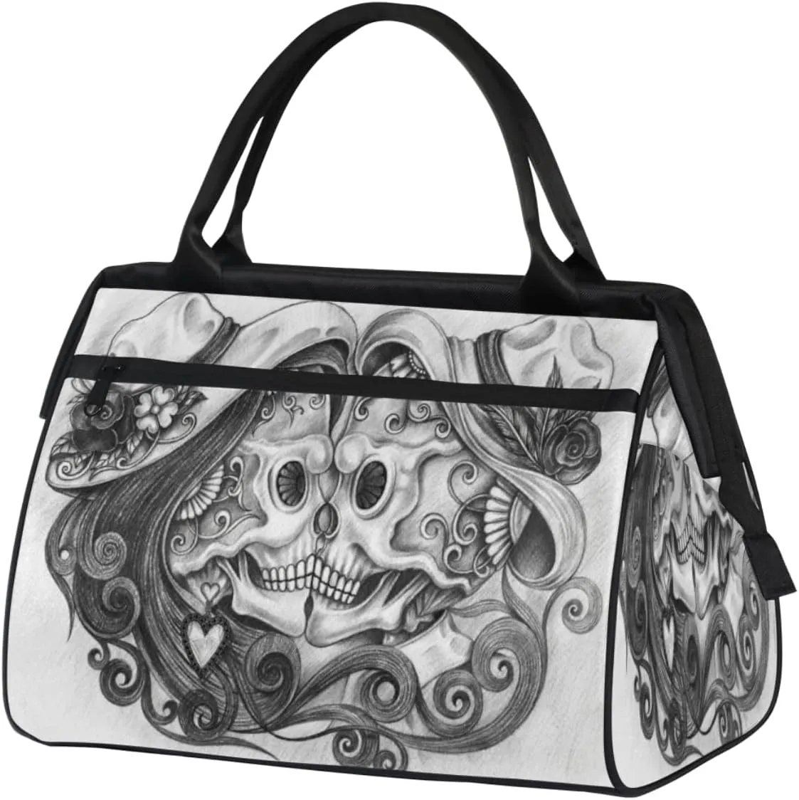 Skeleton Male Female Kiss Travel Duffel Bag Sports Travel Duffel Bag Waterproof Durable Large Gym Tote Bag Weekender Overnight Bag for Women Travel Gym Yoga