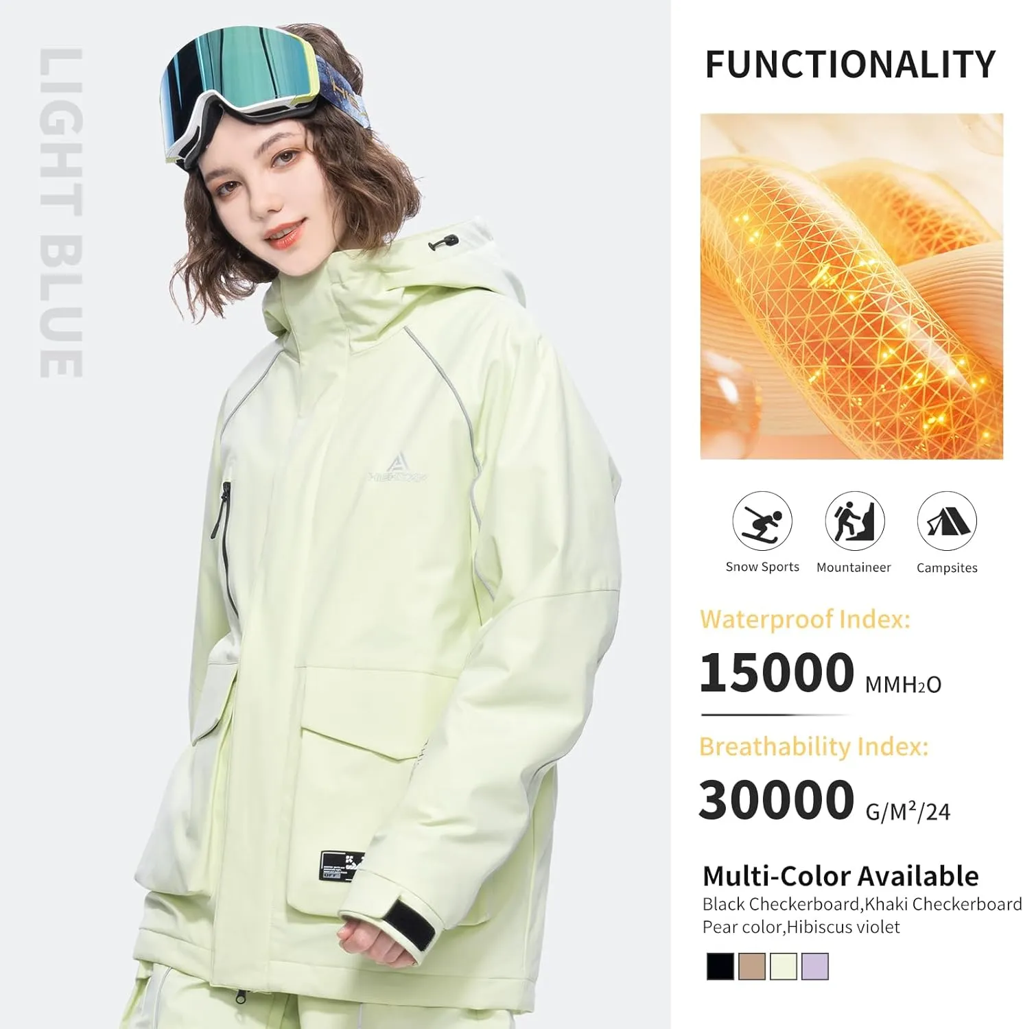 Ski Jacket Snowboard Coat Snow Winter Waterproof Insulated Windproof Baggy Warm Hooded Jacket for Men Women