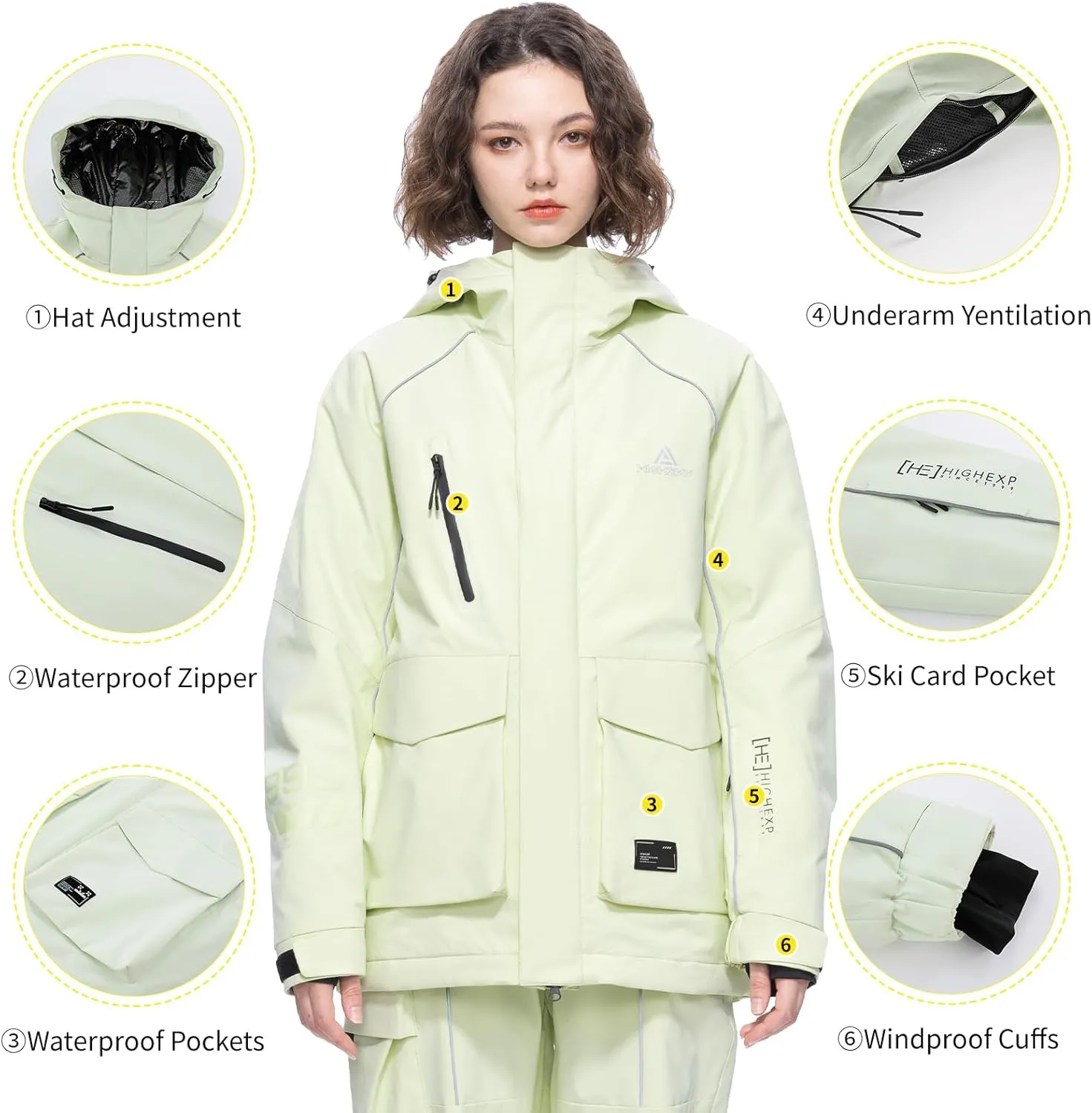 Ski Jacket Snowboard Coat Snow Winter Waterproof Insulated Windproof Baggy Warm Hooded Jacket for Men Women