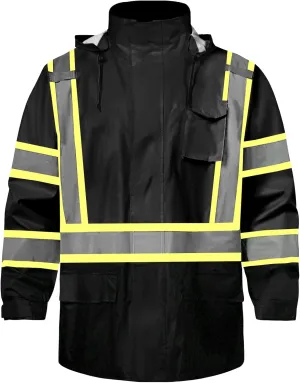 SKSAFETY Safety Softshell Jacket for men, High Visibility Rain coat, Waterproof Hi Vis Rain jacket, ANSI/ISEA Class 3