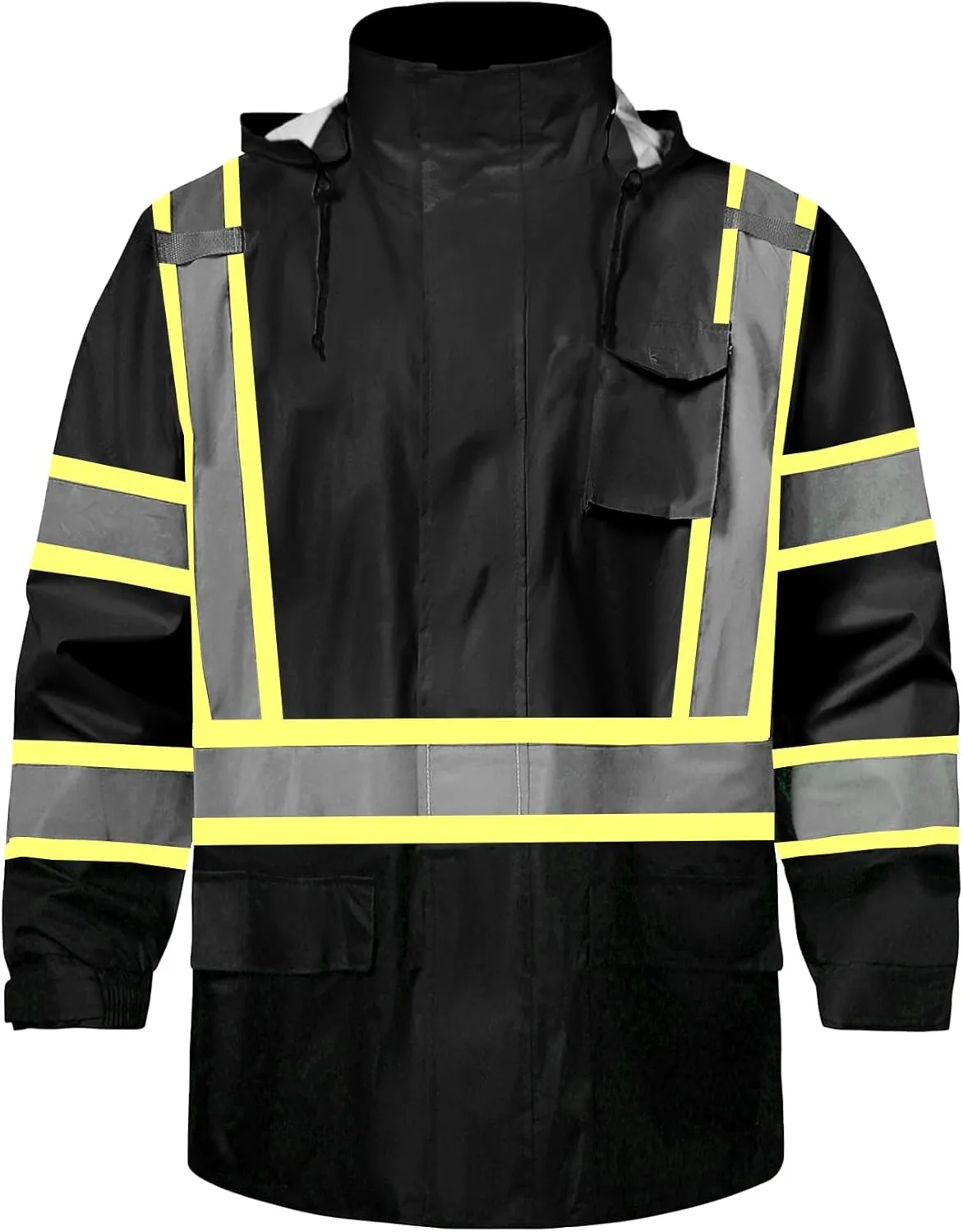 SKSAFETY Safety Softshell Jacket for men, High Visibility Rain coat, Waterproof Hi Vis Rain jacket, ANSI/ISEA Class 3