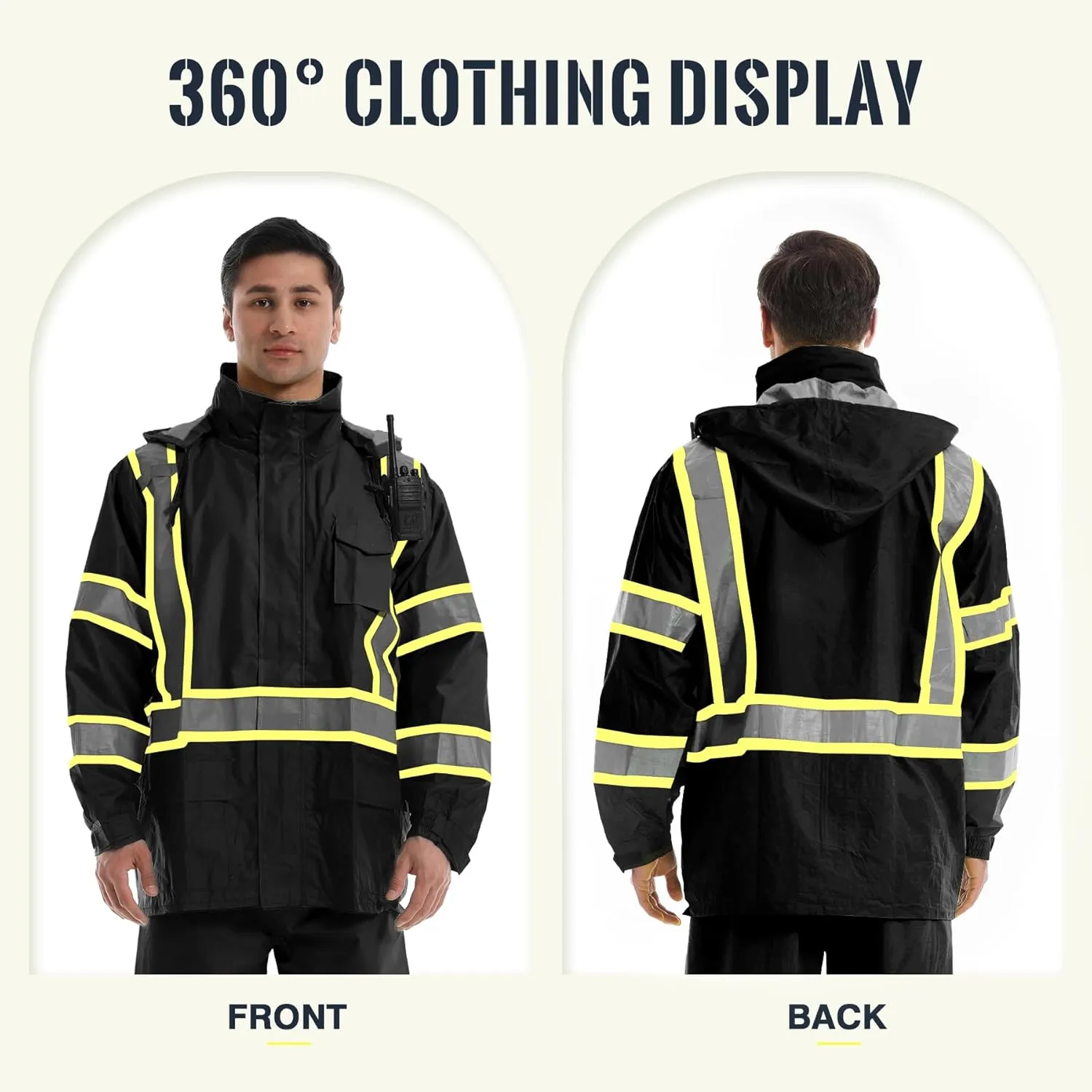 SKSAFETY Safety Softshell Jacket for men, High Visibility Rain coat, Waterproof Hi Vis Rain jacket, ANSI/ISEA Class 3