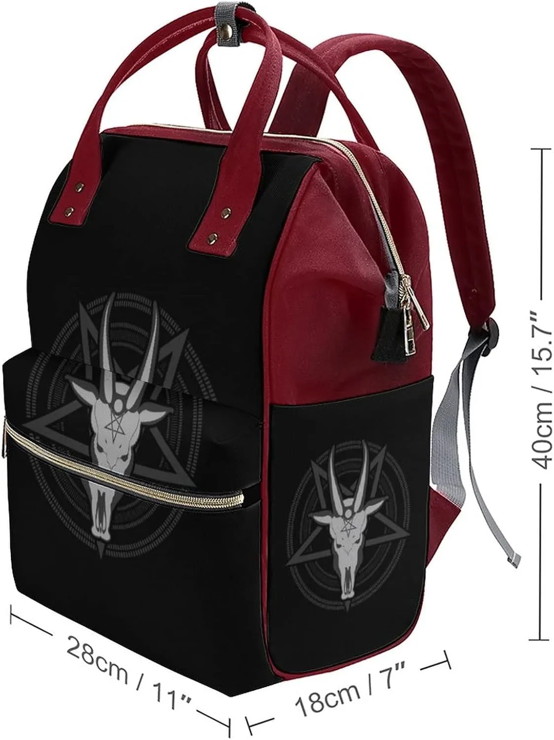 Skull Goat in The Pentagram Waterproof Diaper Bag Backpack Multifunction Mommy Bags Large Capacity Travel Back Pack