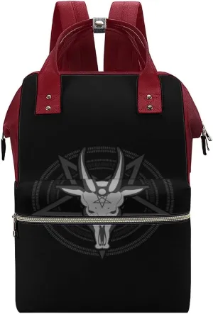 Skull Goat in The Pentagram Waterproof Diaper Bag Backpack Multifunction Mommy Bags Large Capacity Travel Back Pack