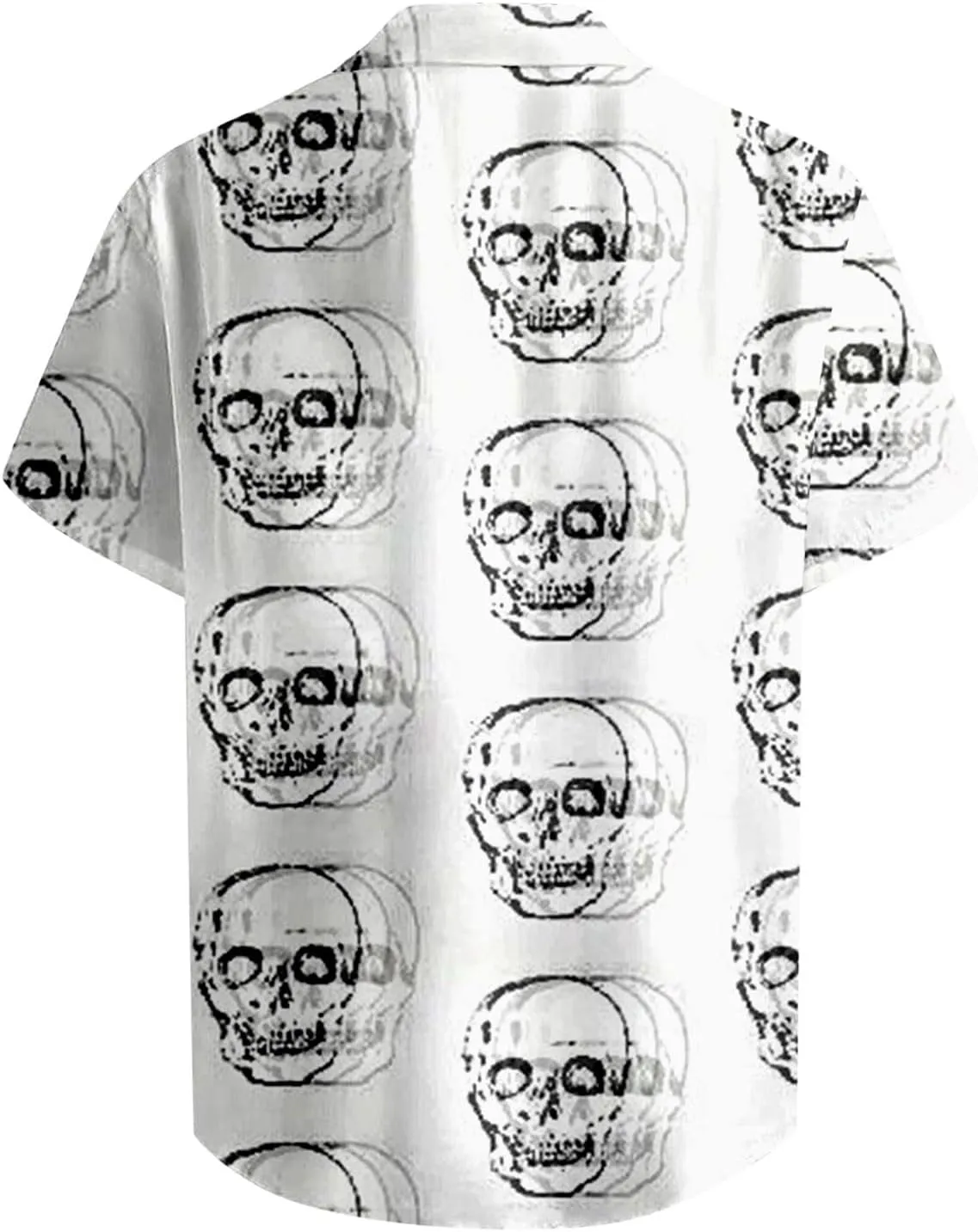 Skull Print Men's Shirts Halloween Retro Dark Style Short Sleeve Shirt Casual Button Down Funny Graphic Tops
