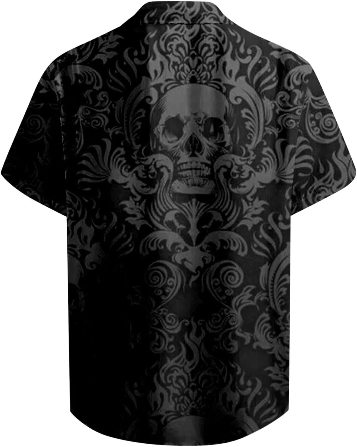 Skull Print Men's Shirts Halloween Retro Dark Style Short Sleeve Shirt Casual Button Down Funny Graphic Tops