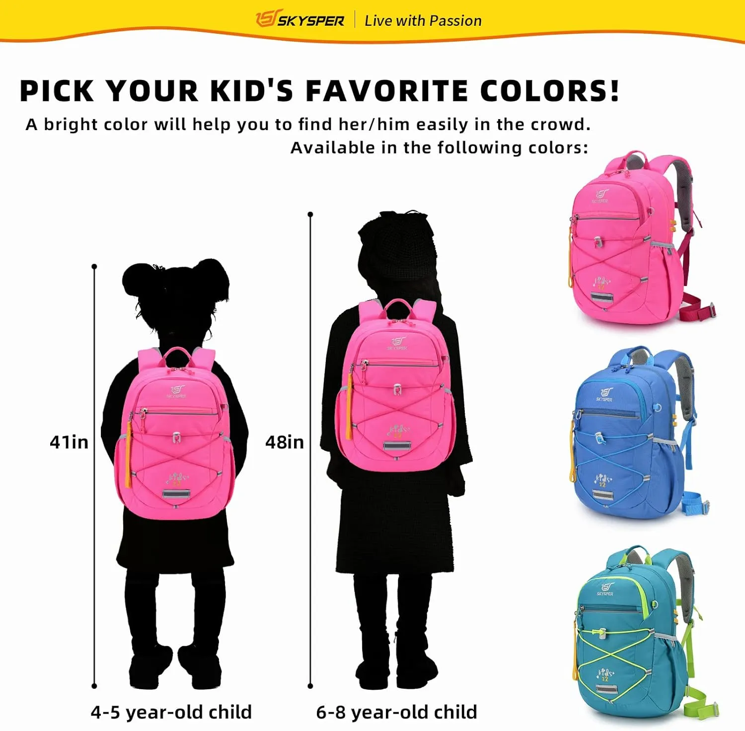 SKYSPER Kids Backpack 12L Children School Bag Child Boy Girl Pack Ages 4-8 for Traveling Day Trips Classes Camping