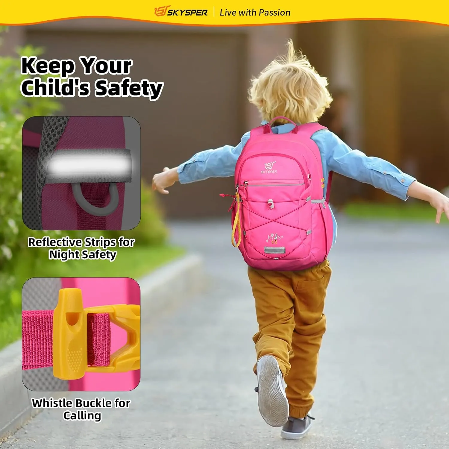 SKYSPER Kids Backpack 12L Children School Bag Child Boy Girl Pack Ages 4-8 for Traveling Day Trips Classes Camping