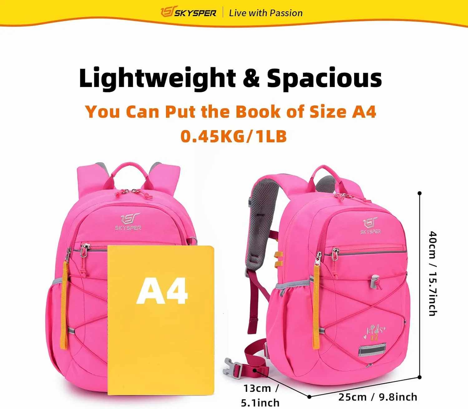SKYSPER Kids Backpack 12L Children School Bag Child Boy Girl Pack Ages 4-8 for Traveling Day Trips Classes Camping