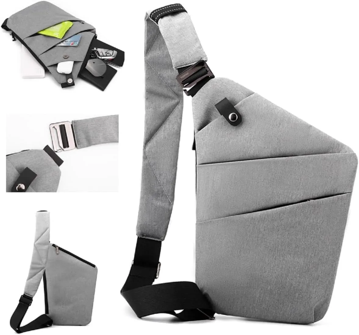 Slim Carry, The Slim Carry Sling Bag, Anti Theft Crossbody Bag, Carry Slim Carry Travel Safe Crossbody Bag (Beige)