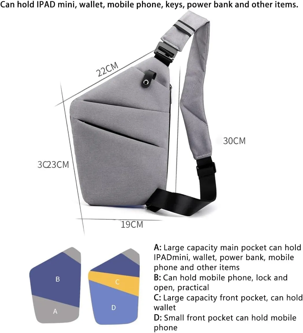Slim Carry, The Slim Carry Sling Bag, Anti Theft Crossbody Bag, Carry Slim Carry Travel Safe Crossbody Bag (Blue)