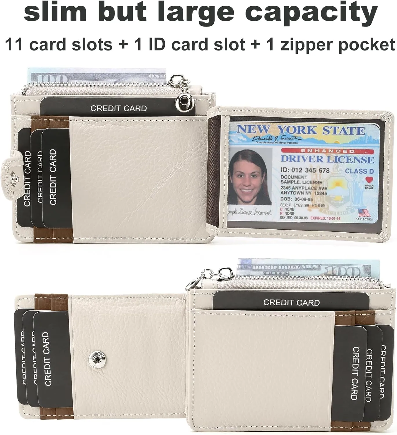 Slim Wallet for Women Thin Womens Card Holder RFID Blocking Genuine Leather Small Wallets